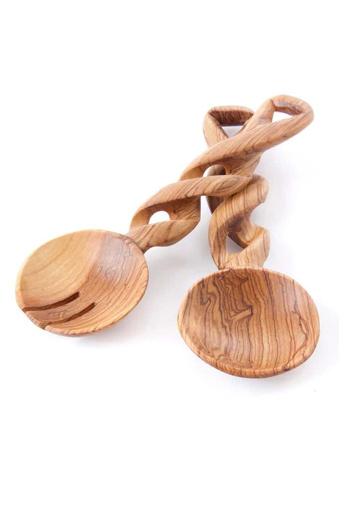 Small olive wood salad server