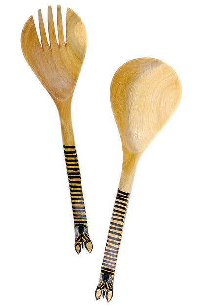 Olive wood salad spoon with giraffe head