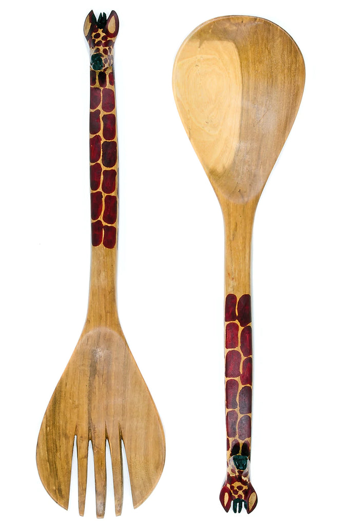 Mahogany Giraffe Salad Servers