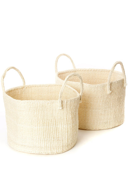 Natural sisal and Fibre African floor storage baskets