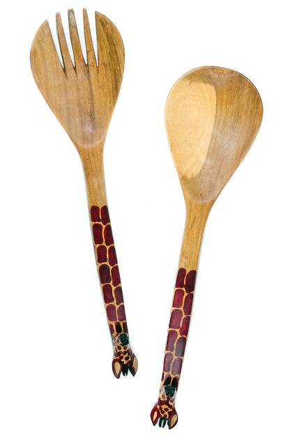 Mahogany Giraffe Salad Servers