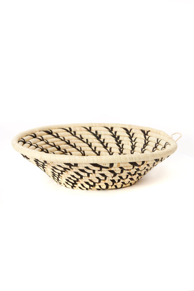 African wall and storage Cream Coiled Baskets with Black Swirls