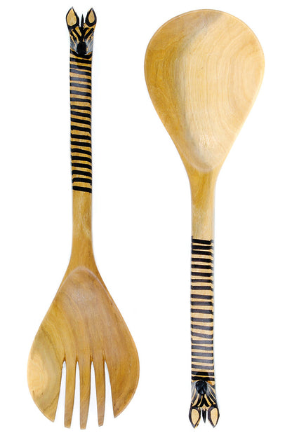 Olive wood salad spoon with giraffe head