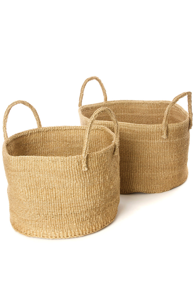 Natural sisal and Fibre African floor storage baskets