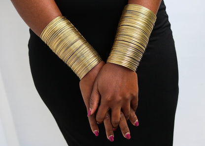 African Brass Choker Necklace, Statement Necklace and cuff bracelets