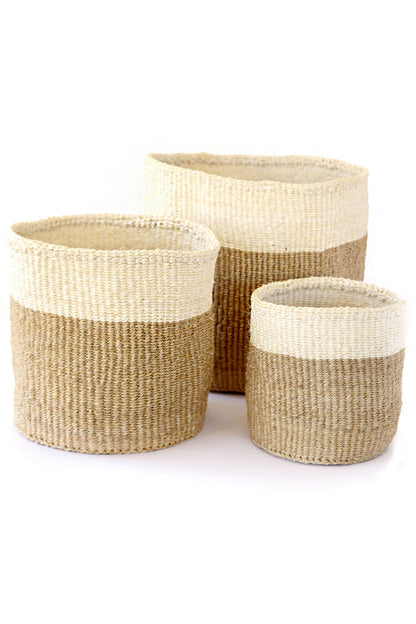 Set of Sisal African planter and storage baskets