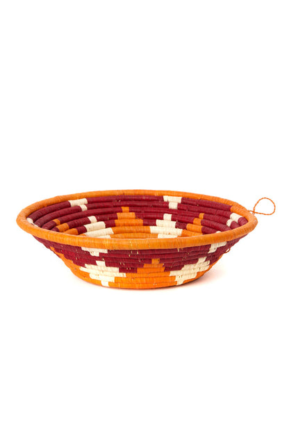 Handwoven sisal coiled African raffia basket, sisal wall basket