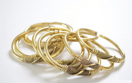 Golden African brass bracelets / brass bangles , African bangles