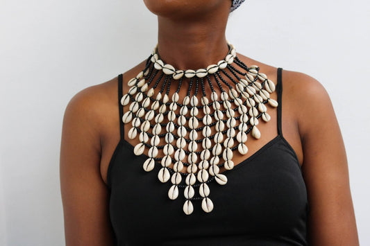 African Cowrie Shell long Necklace