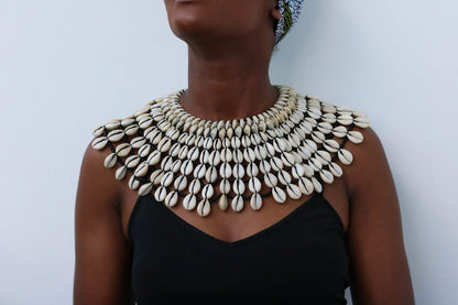 African Cowrie Shell long Necklace