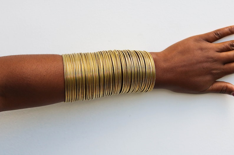 African Brass Choker Necklace, Statement Necklace and cuff bracelets