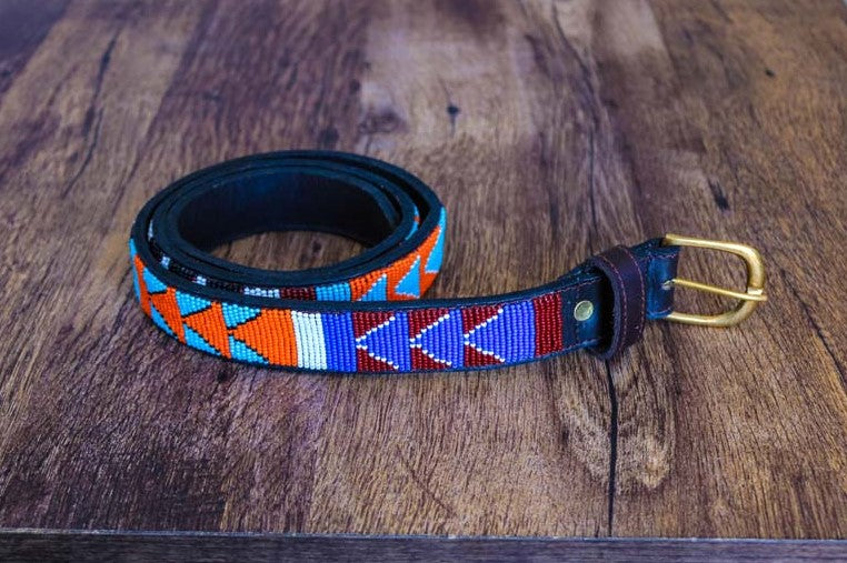 African Leather beaded belt, Maasai Beaded leather Belt, Leather Belt