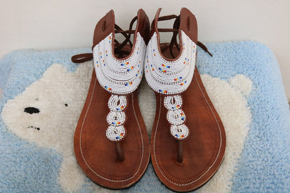 Maasai African Sandals, women flipflops, summer beaded handmade sandals