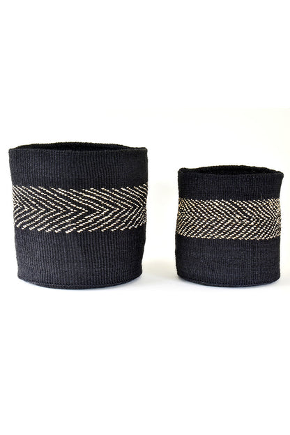 Black Sisal African planter and storage baskets