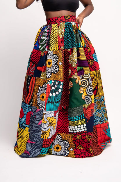 African long skirt, ankara skirt, maxi skirt, patchwork African skirt