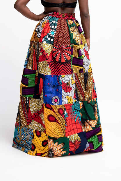 African long skirt, ankara skirt, maxi skirt, patchwork African skirt