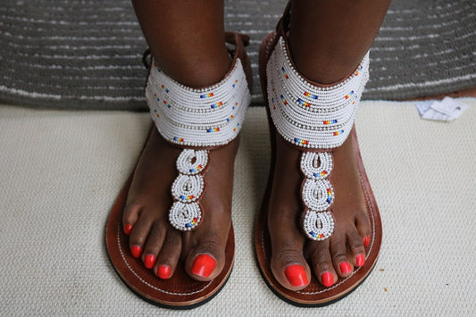 Maasai African Sandals, women flipflops, summer beaded handmade sandals