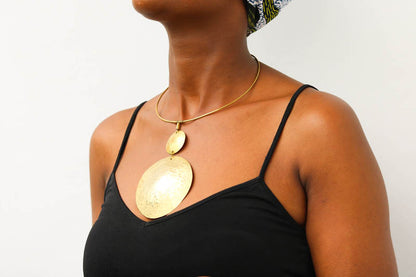 African brass statement necklace