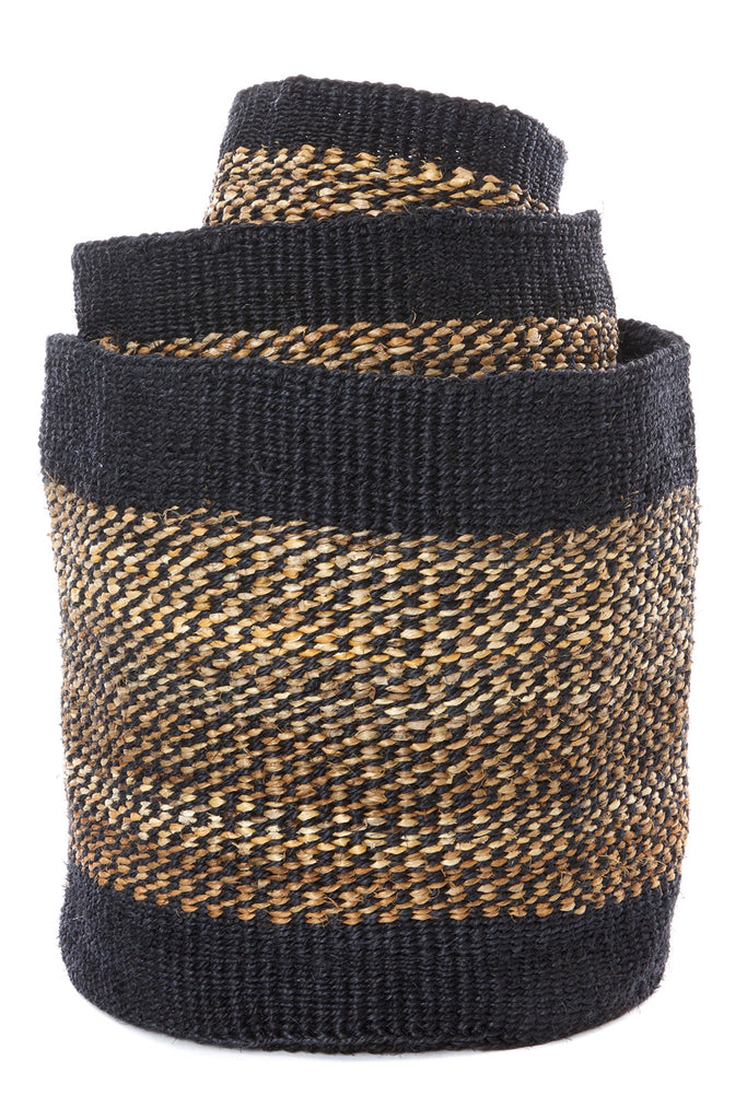 Set of 3 Sisal and Banana Fiber Storage and Planter African basket