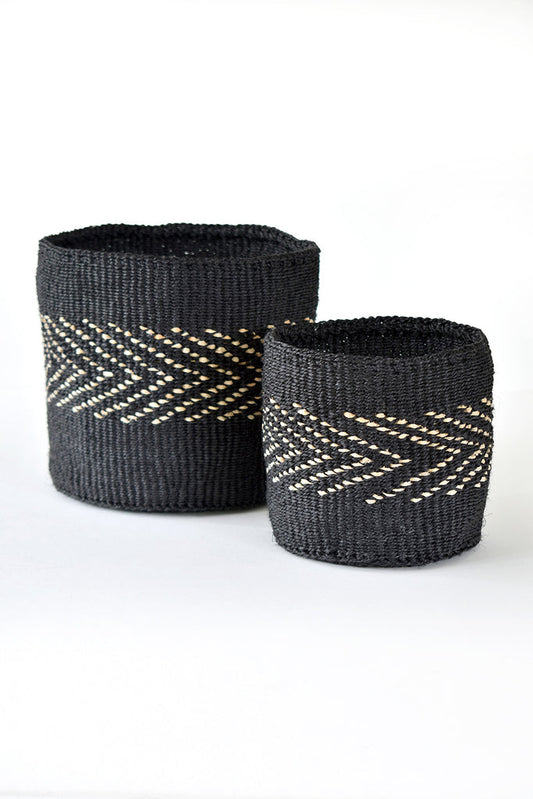 Black Sisal African planter and storage baskets