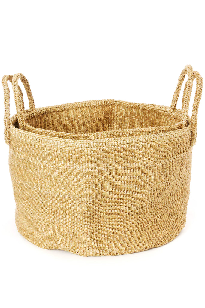 Natural sisal and Fibre African floor storage baskets