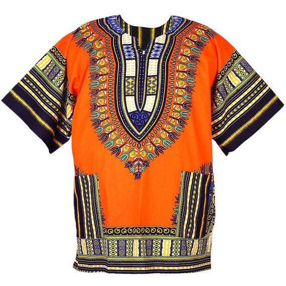 men dashiki shirt, African clothing,  orange dashiki - Acts Africa