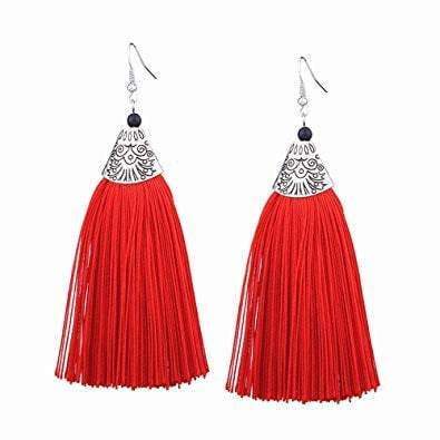 African Tassel Earrings - Red - Acts Africa