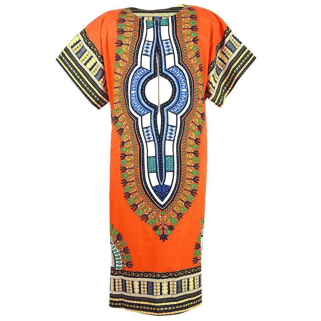 Dashiki Maxi  Ankle Dress - Orange - Acts Africa