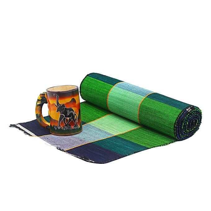 Checked Raffia Leaves Placemats - African Hade Made Raffia Placemats, Table linen - Acts Africa