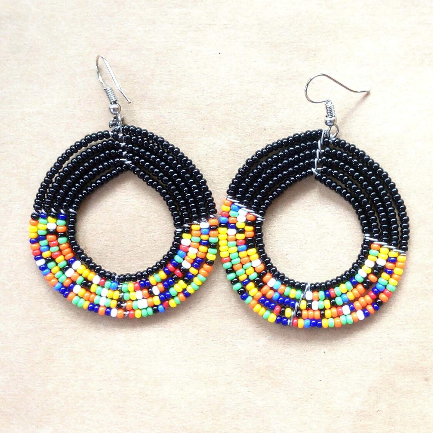 African Beaded Round Earrings, Maasai Earrings, African wear - Acts Africa