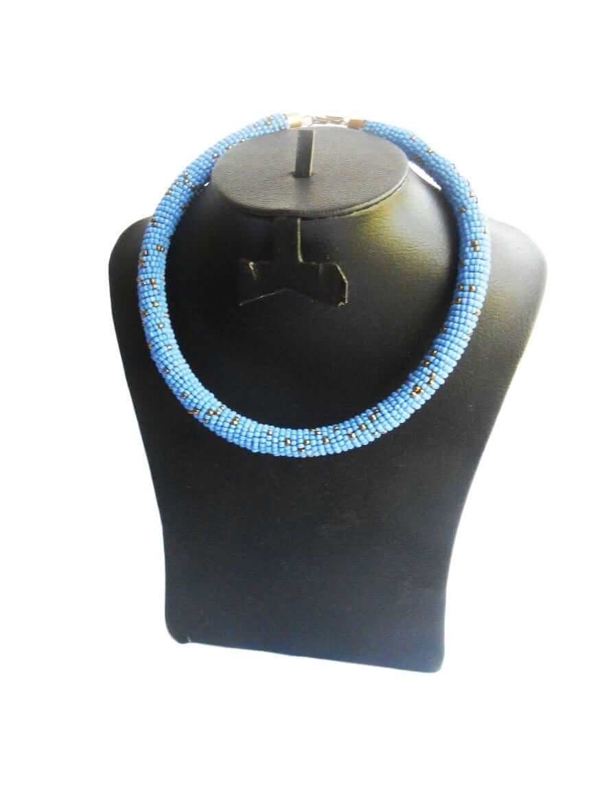 Round Maasai Beaded Choker (Blue Sky) - Acts Africa