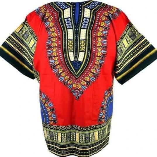 Red Dashiki Printed Unisex African Shirt - Acts Africa