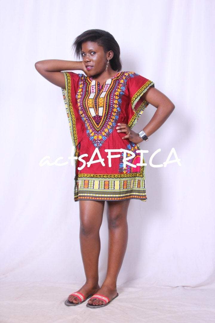 Red Dashiki Dress - Acts Africa