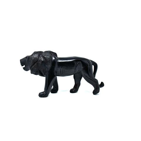 African Lion Ebony Wood Sculpture